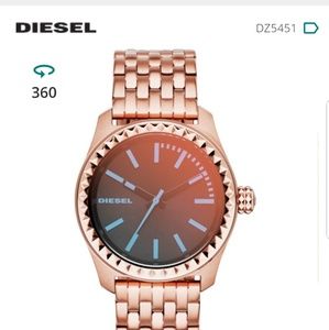Diesel rose gold link metallic face watch New!